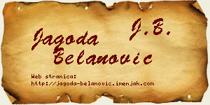 Jagoda Belanović vizit kartica
